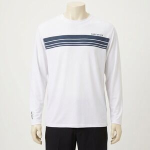 Hang Ten Rash Guard Mens 2XL White UV Protection UPF 50+ Long Sleeve Striped